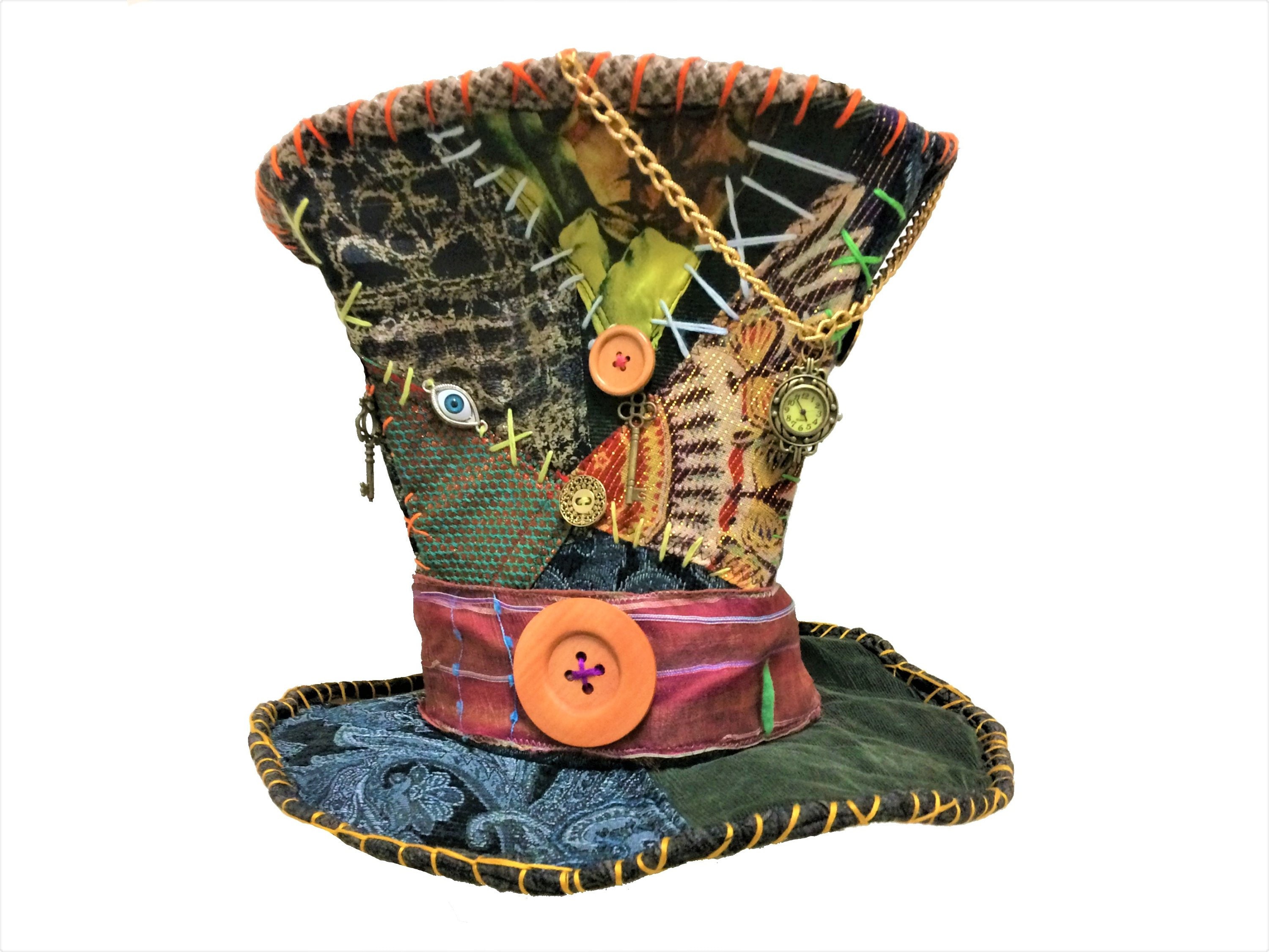 Mad Hatter Hat. Top Hat. Burning Man Hat. Custom Patchwork