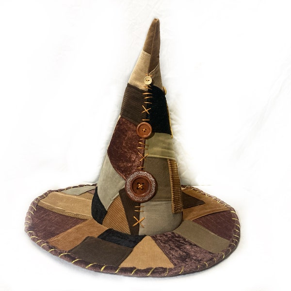 Patchwork Witch Hat, Wizard hat, Witchcraft, forest fairy, cosplay, costume hat