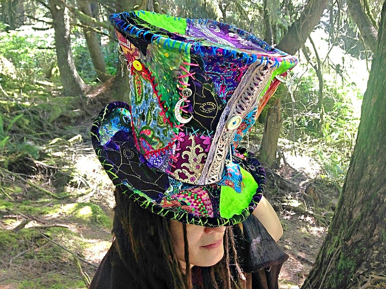 Mad Hatter hat Costume Hat. Men/'s wedding hat Custom patchwork Top Hat Burning man hat Tea party Alice in Wonderland