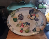 Vintage 1950s Italian hand painted and Transferware wooden Tray Souvenir ware