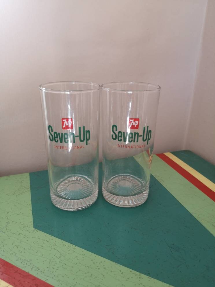 Vintage 7up International branded glasses. Vintage Glassware. Etsy
