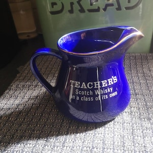 Vintage Whiskey Whisky water Pitcher/Jug. Advertising ware for Teacher&#39;s Scotch Whisky. Vintage Barware. Vintage Whiskey memorabilia.