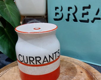 Art Deco Kitchen Storage, Vintage sadler Kleen Ware Currant Red and white storage jar. Kleenware storage pot.