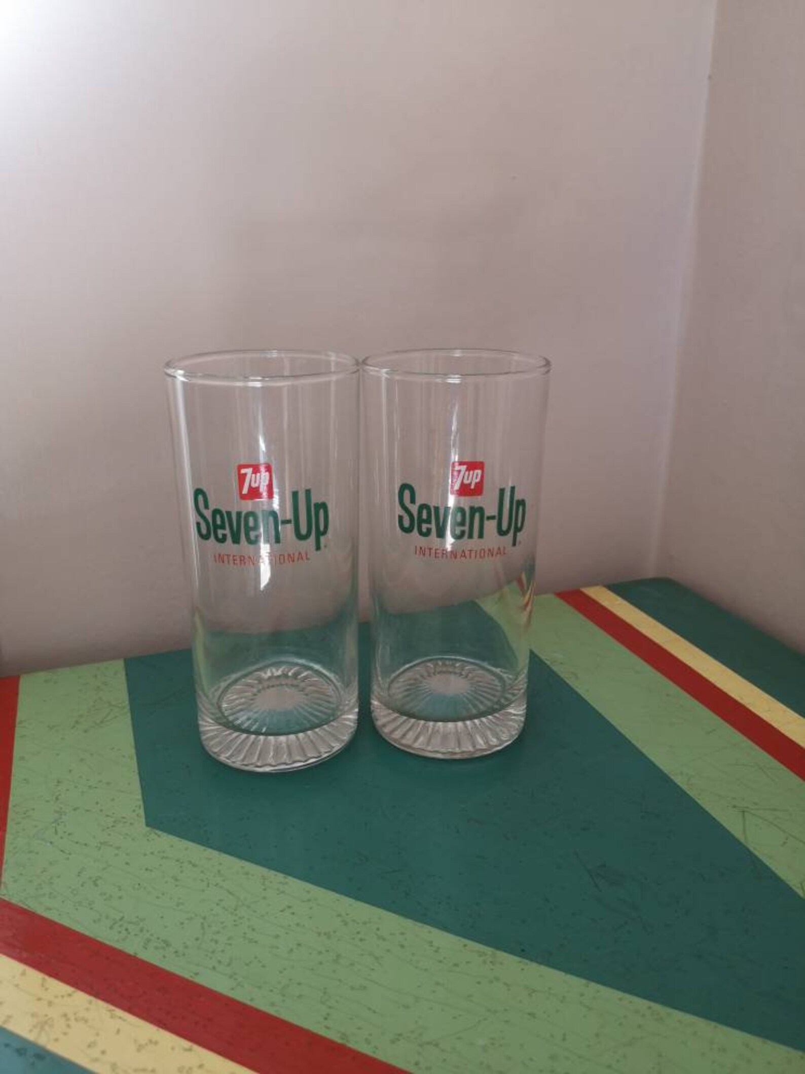 Vintage 7up International branded glasses. Vintage Glassware. Etsy