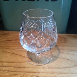 Vintage Cut Glass Lead Crystal Brandy / Cognac Glass. Vintage Barware. Vintage Glassware.