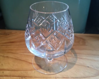 Vintage Cut Glass Lead Crystal Brandy / Cognac Glass. Vintage Barware. Vintage Glassware.