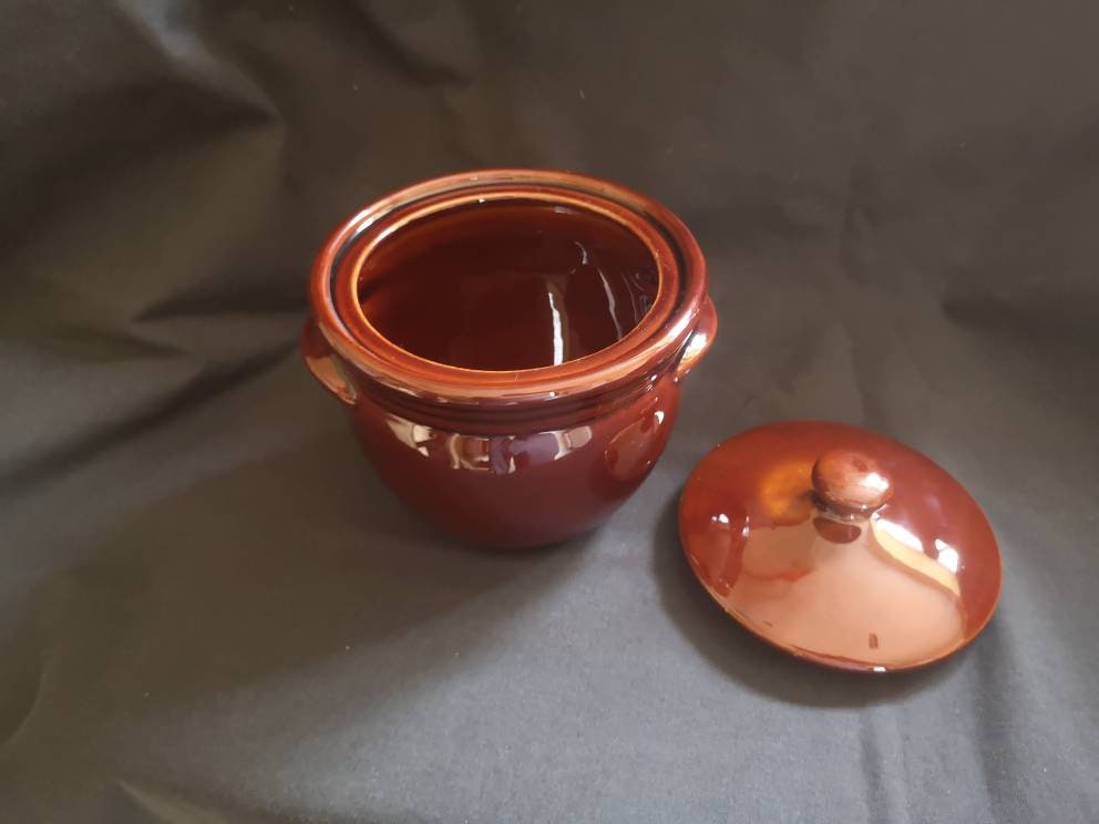 Vintage Treacle glazed Denmead Storage pot/Serving pot. Etsy