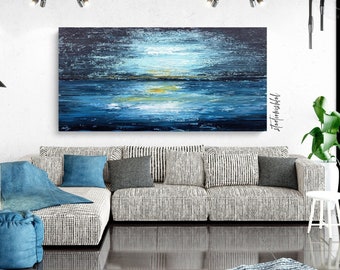 Extra Large Art | Large Modern Art | Oil Painting on Canvas | Living Room Wall Art | Blue Wall Art  205027