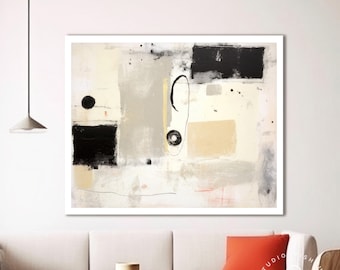 Original Beige Abstract Painting, Fancy Minimalist Mixed Media Wall Art, Large Minimal Art, Perfect For Living Room Gallery Or New Home Gift