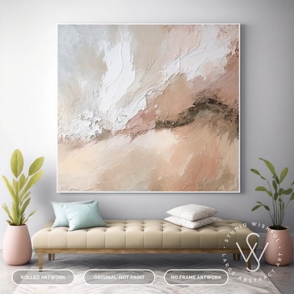 Large Abstract Beige & Gray Canvas Art, Original 3D Texture Painting On Canvas, Earth Tones Wall Art, Neutral Beige Wall Art, Christmas Gift