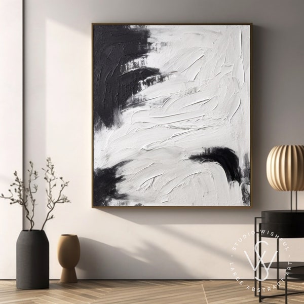 3D Black & White Canvas Wall Art, Unique White Textured Painting For Fancy Wall, Minimal Wall Art For Home And Office Deco, Spiritual Art