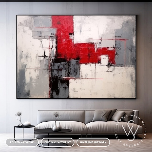 Red Grey Wall Art - Etsy