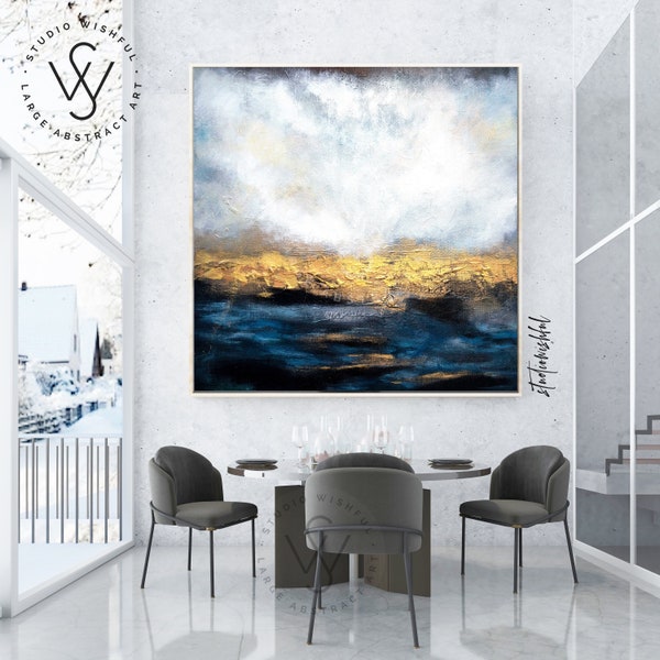 Blue and Gold Wall Art Etsy UK