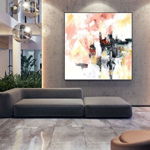 36x48IN Yihui Arts Easy Painting Black and White Abstract Contemporary Painting Large Wall Art Canvas Pictures Modern Japanese Office Decor