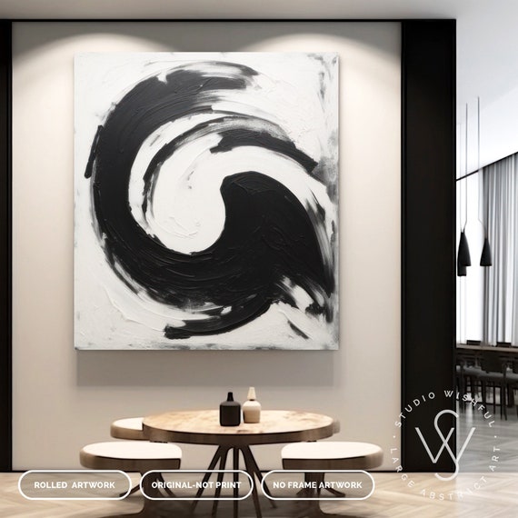 Thick Acrylic Black White Canvas Painting Art Hand Painted Abstract  Textured Wall Painting Art On Canvas Modern Home Decor Piece - Painting &  Calligraphy - AliExpress