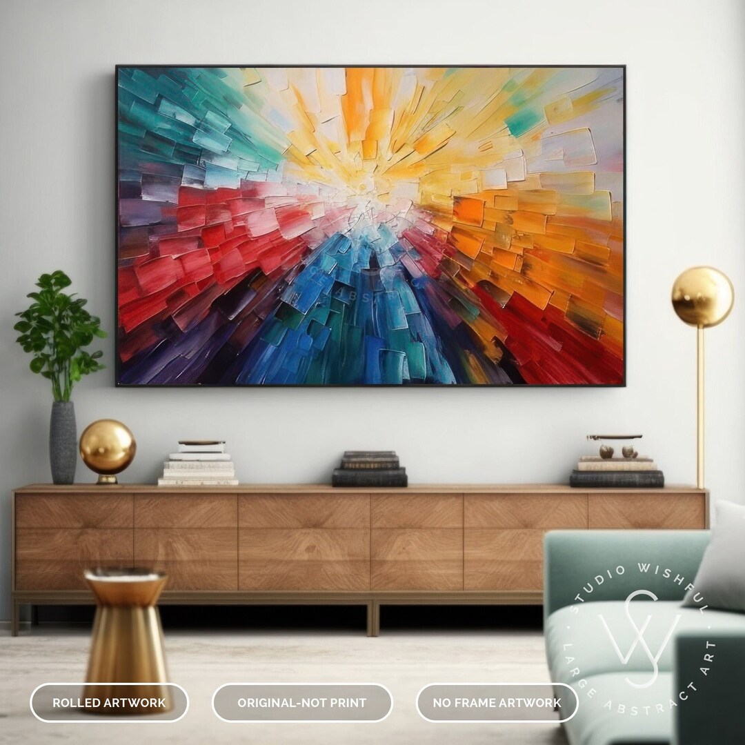 Colorful Abstract Oil Painting on Canvas, Extra Large Wall Art ...