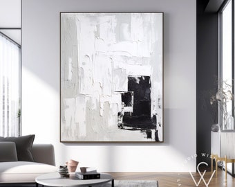 Large 3D White Textured Canvas Wall Art, Original Nordic Abstract Wall Art, Modern Minimalist Painting On Canvas, Unique Art For Gifts