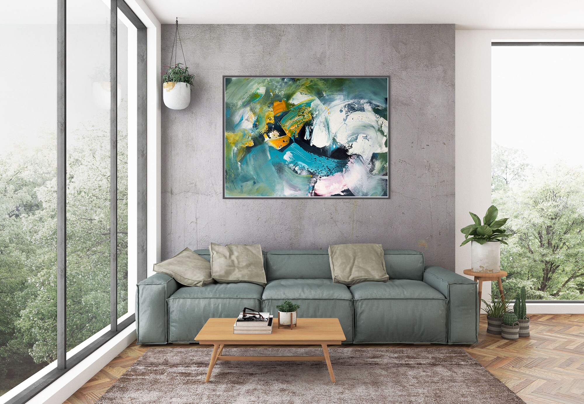 Large Abstract Painting Kitchen Decor Oversized Wall Art Etsy