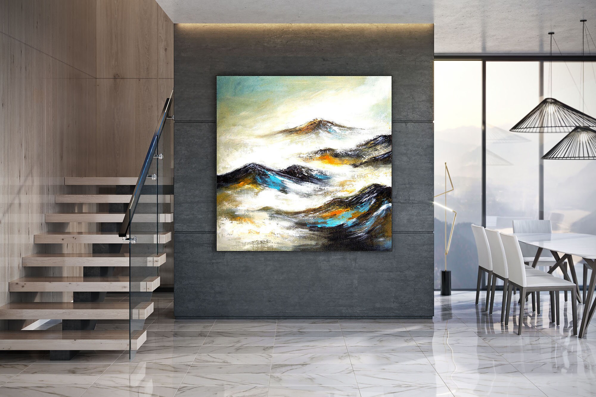 Large Abstract Canvas Art Original Oil Painting Office Etsy UK