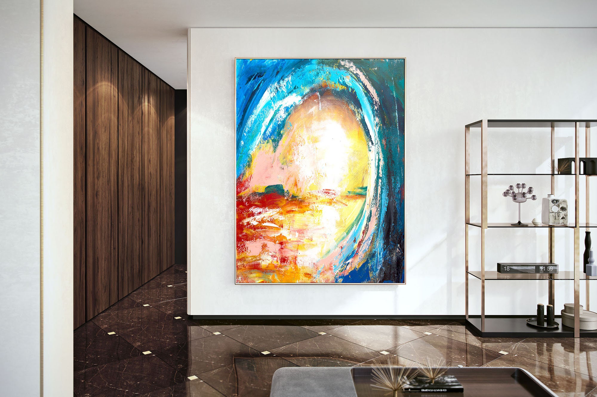green and white shades classic /& modern home d\u00e9cor brown Abstract art in black Extra large canvas PRINT of painting Grand gesture
