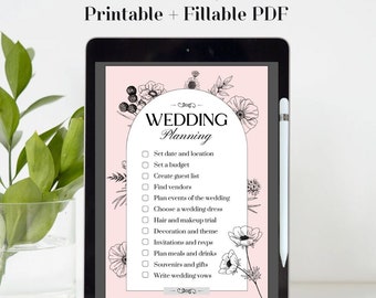 Wedding planner, wedding checklist, digital template, wedding plans, Canva template, printable wedding checklist