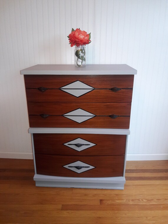 Harmony House Mcm Mid Century Modern Chalk Painted Bureau Etsy