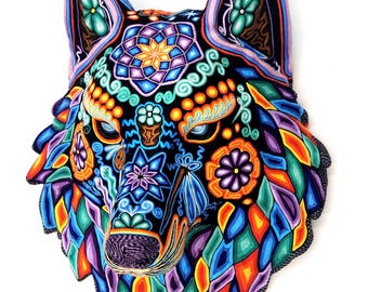Huichol Art "Rainbow Wolf"