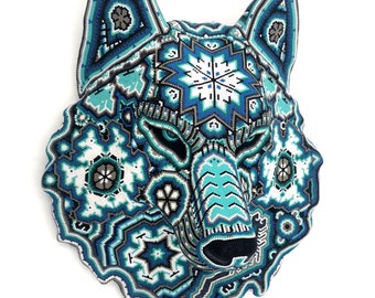 Huichol Art "Ocean Wolf II"