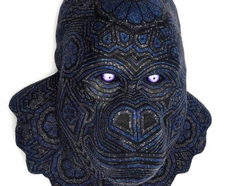 Arte Huichol "Steel Blue Gorilla"