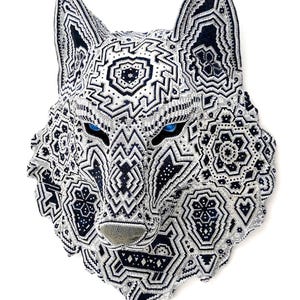 Huichol Art &quot;Arctic Blue Wolf&quot;