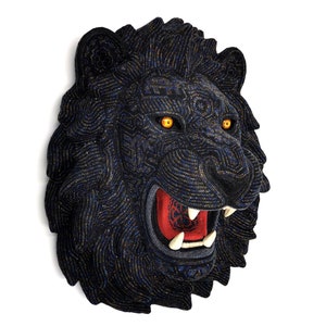 Huichol Art &quot;Black Lion II&quot;