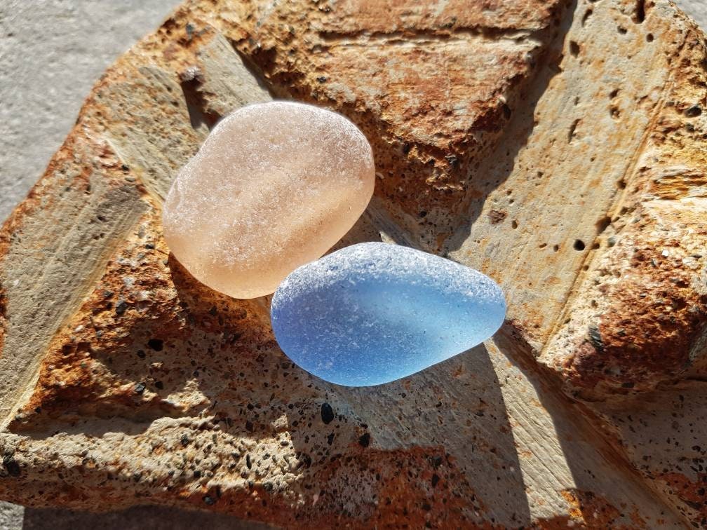 Sea glass patterned pink & blue set Etsy