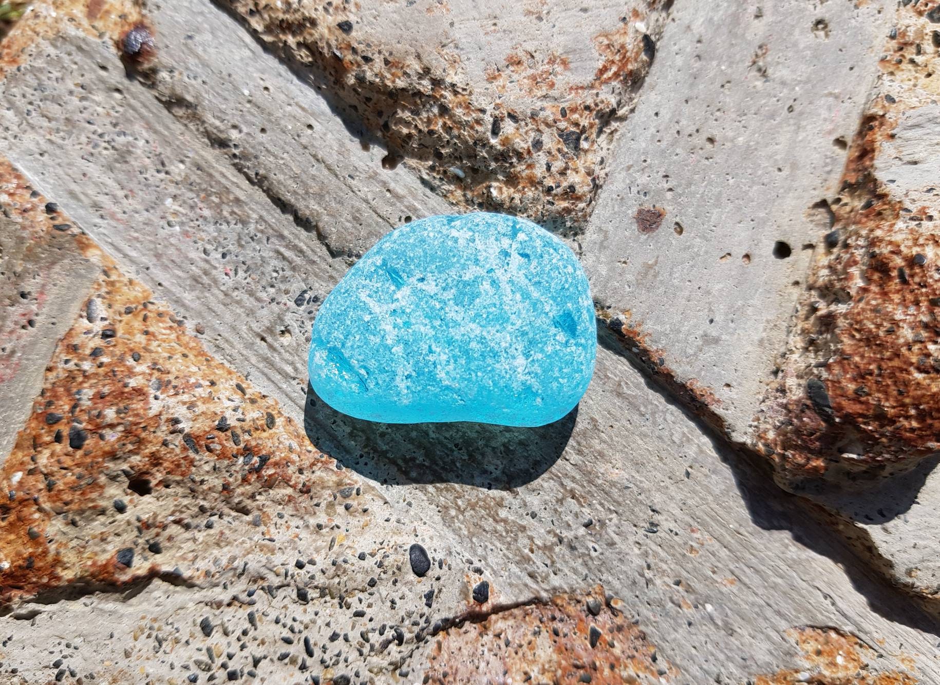 Super bright aqua blue patterned sea glass | Etsy