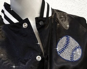 LA baseball rhinestone bomber, Women's bling LA, Cute fan jacket, custom baseball, fan gift, bling bling, Ballgame shiny fun, pretty shiny