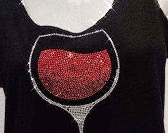 Wine lover rhinestone tank, Super big glass of wine, bling ladies wine tank, ladies wine gift, Wine tasting tank, funny women's shirt