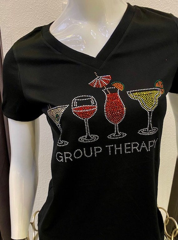 Funny Group Therapy T-Shirt - Cocktails, Drinks Funny Group Therapy T-Shirt - Cocktails, Drinks