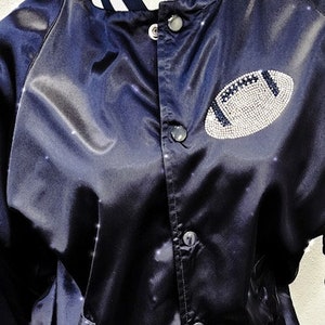 Bling Custom Football Bomber Jacket,College Mom,Rhinestone Team,Personalized,Kansas,Sunday Funday,Texas,Fan Gear,Detroit,Sparkle Game Day,LA
