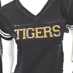 Team bling shirt football rhinestone tee team spirit custom colors Cute fan glam sparkle game day school pride Mom tailgate shiny ladies tee