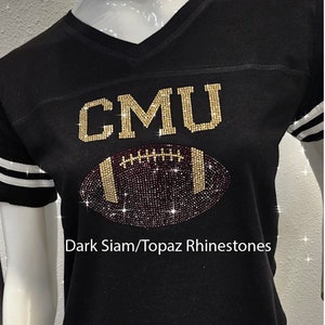 Bling custom ladies football shirt, football Mom, rhinestone team jersey, support the team style, cute sexy sparkle, personalized game day