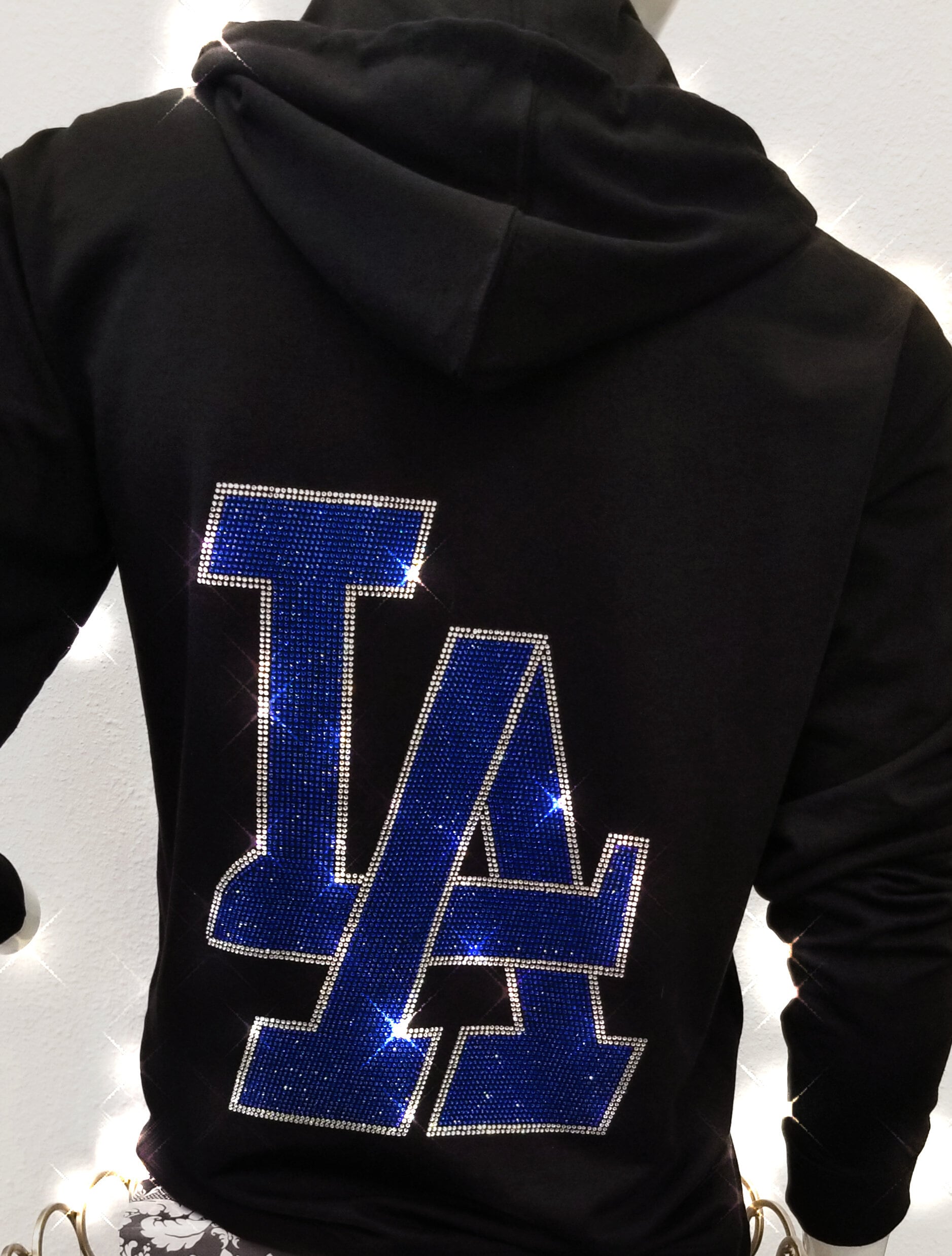 LA Rhinestone Hoodie, Bling LA Hoodie, Big LA Bling Hoodie
