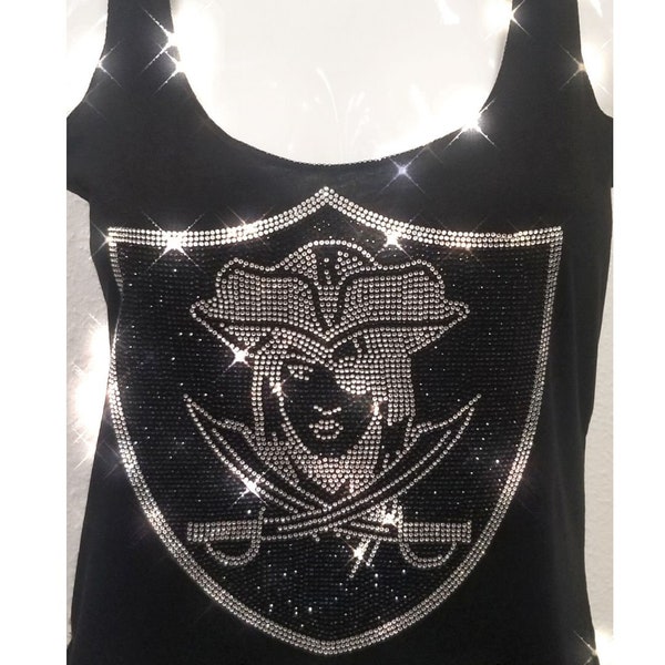 Bling pirate lady tank, Badass rhinestone top, Las Vegas fun, football fan, sparkle cool gift, fav team, nation queen,