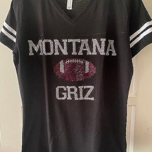 Bling custom college football shirt proud football Mom rhinestone team jersey support the team in style cute sparkle name on back