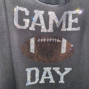 Football Bling shirt, Game Day football, football Mom, women bling jersey, tailgate, gift, wear it to the game, watch party, sparkle fun