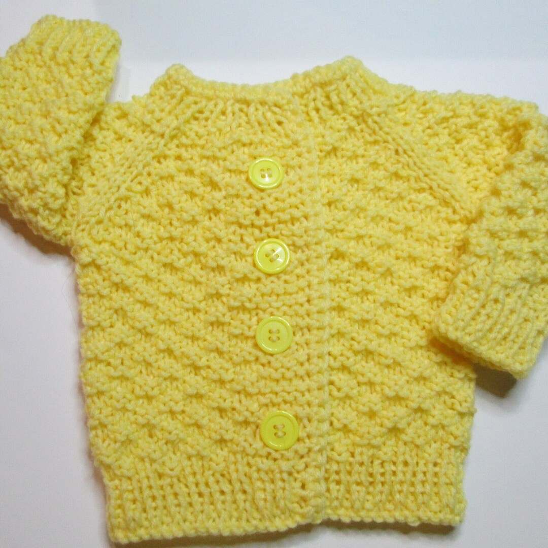 Infant Jacket Newborn Hand Knit Acrylic Yarn Yellow Long - Etsy