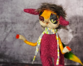 Needle Felted Fox, OOAK Whimsical art doll, Living Room Decor, Red Fox Soft Sculpture Doll, Keepsake Doll, Original Art, Poseable Doll
