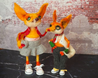 Vilt Fox Art Doll, Interieur Decor, Doll Lover Gift, Naald Vilten Speelgoed, Wol Collectible, Grillige Charme, Fox Grappig Beeldje, Soft Sculptuur