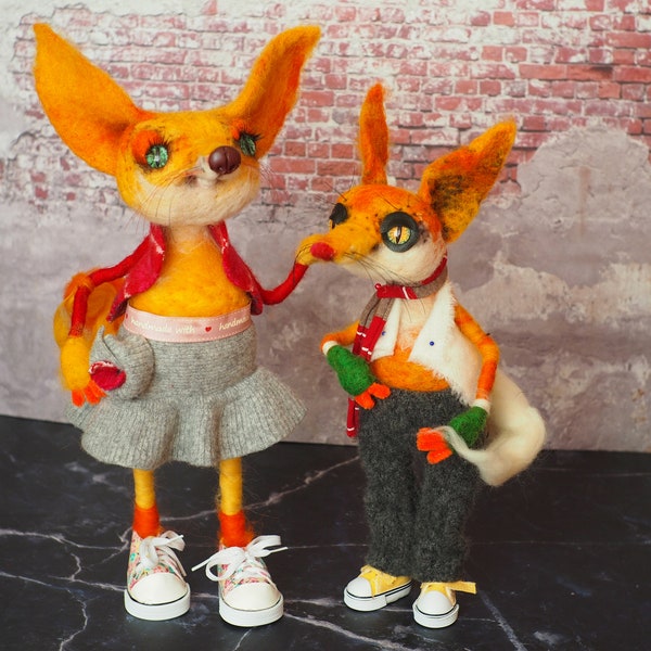 Felt Fox Art Doll, Interior Decor, Doll Lover Gift, Needle Felted Toy, Wool Collectible, Whimsical Charm, Fox Funny Figurine, Soft Sculpture