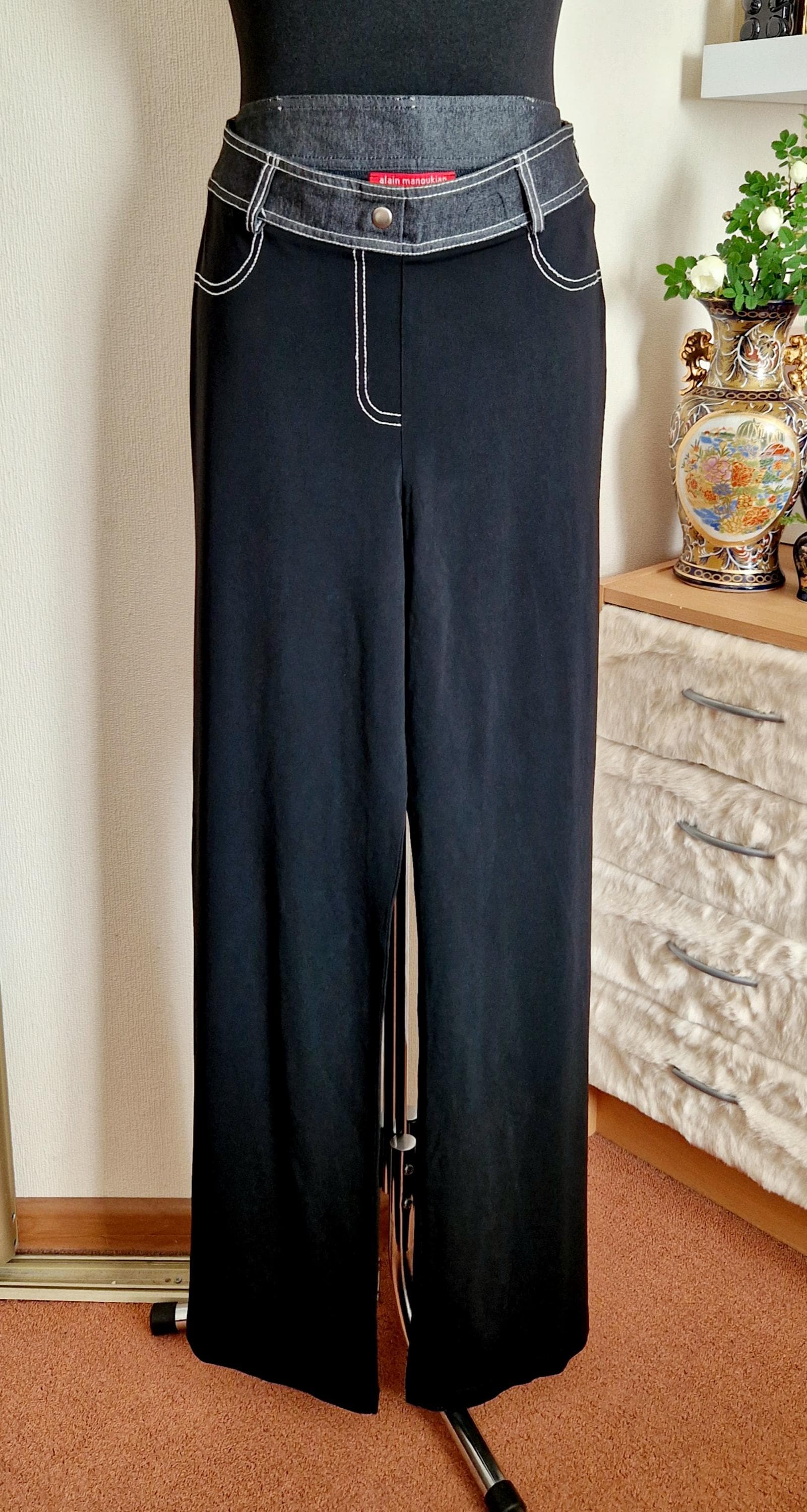 90s Vintage Alain Manoukian Black Wide-leg Classic High-waisted  display picture 1