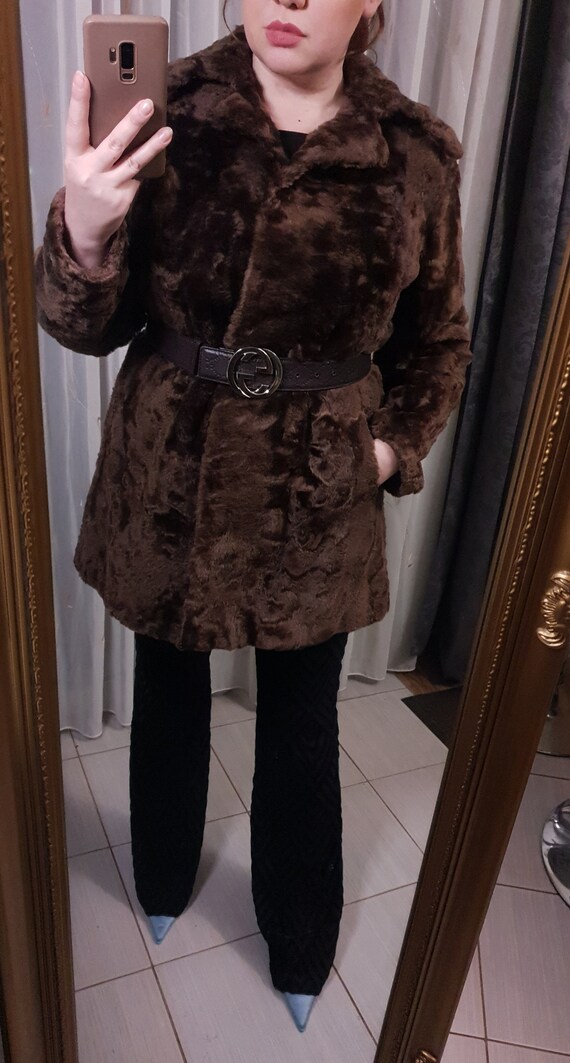 60s/70s Vintage Brown Teddy Bear Real Shearling F… - image 9