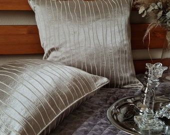 Luxury Hand Made Silver Striped Cushion Cover